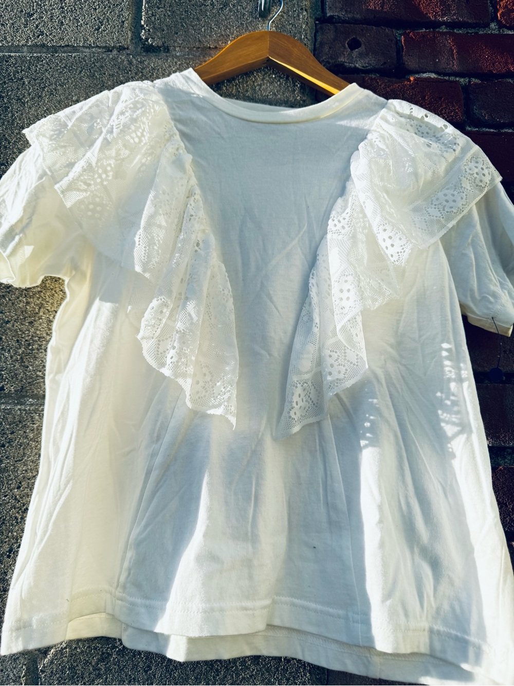 Sea New York White Ruffle Sleeve Eyelet Tee
